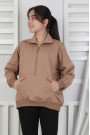 Yarım Fermuarlı Kapüşonlu Kız Çocuk Sweatshirt