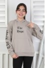 Baskılı Kapüşonlu Kız Çocuk Sweatshirt