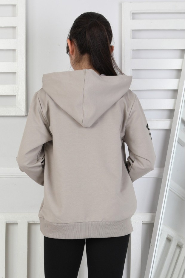 Baskılı Kapüşonlu Kız Çocuk Sweatshirt