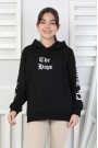 Baskılı Kapüşonlu Kız Çocuk Sweatshirt