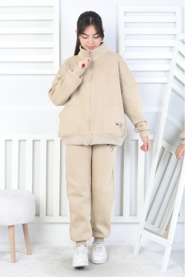 Üç İplik Fermuarlı Kız Çocuk Takım