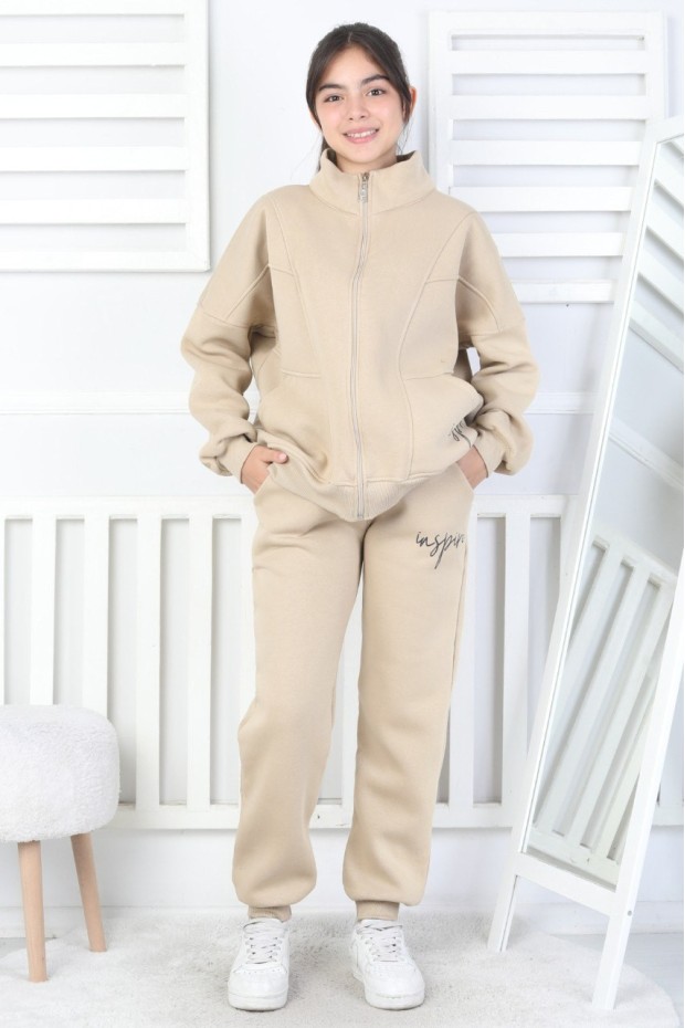 Üç İplik Fermuarlı Kız Çocuk Takım