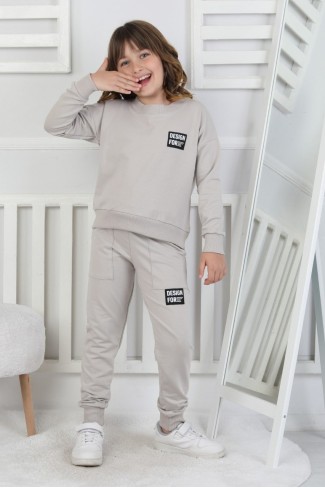 İki İplik Baskılı Kız Çocuk Takım