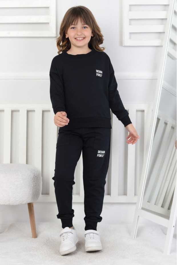 İki İplik Baskılı Kız Çocuk Takım