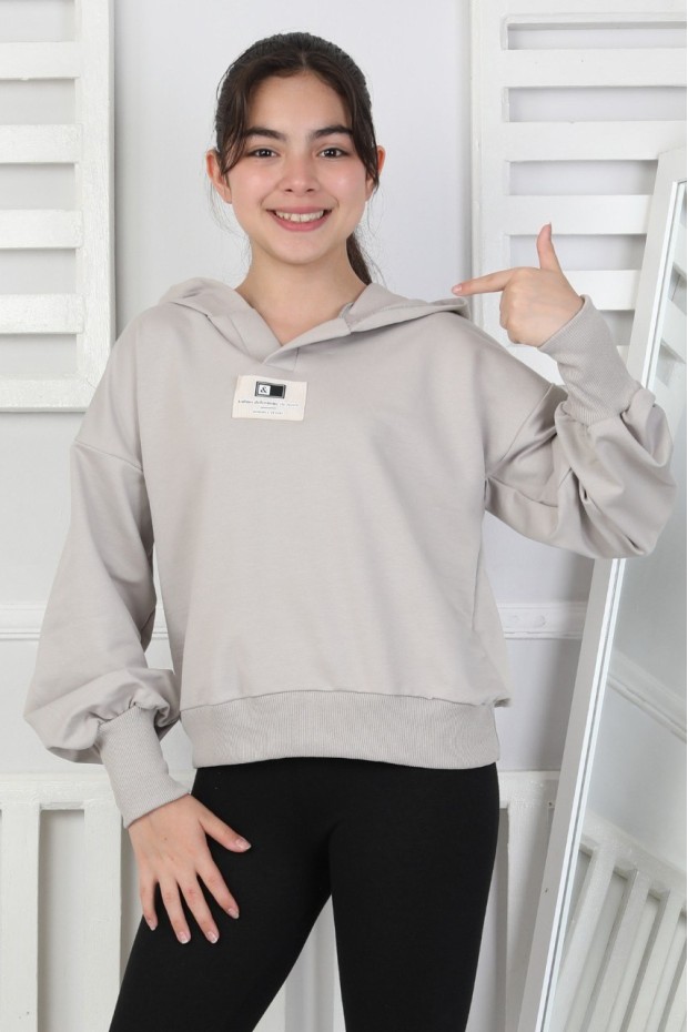 Baskılı Kapüşonlu Kız Çocuk Sweatshirt