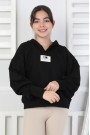 Baskılı Kapüşonlu Kız Çocuk Sweatshirt