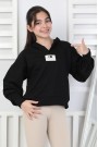 Baskılı Kapüşonlu Kız Çocuk Sweatshirt