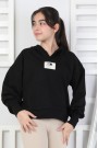 Baskılı Kapüşonlu Kız Çocuk Sweatshirt
