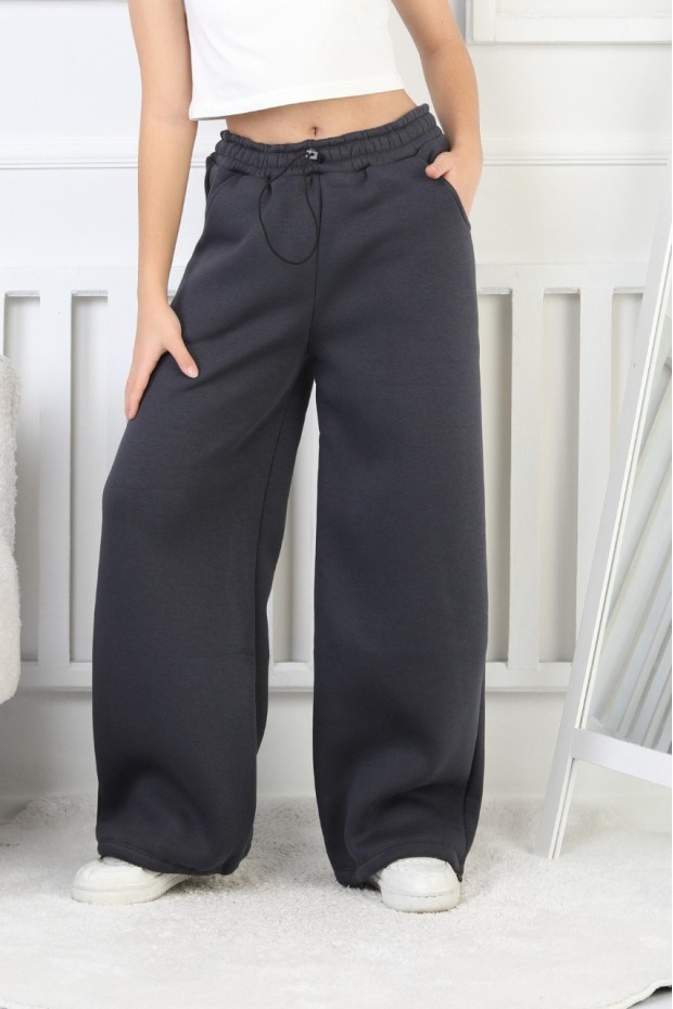 Şardonlu 3 İplik Paça Sıkmalı Kız Çocuk Eşofman Altı