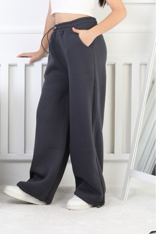 Şardonlu 3 İplik Paça Sıkmalı Kız Çocuk Eşofman Altı