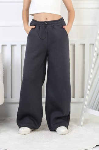 Şardonlu 3 İplik Paça Sıkmalı Kız Çocuk Eşofman Altı