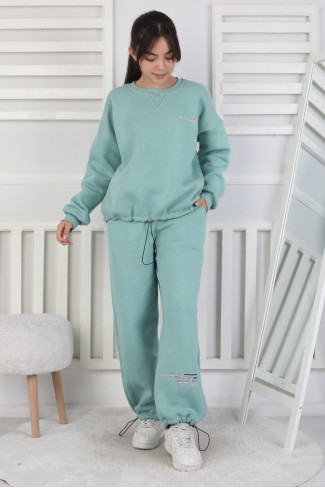 Şardonlu 3 İplik Lastikli Baskılı Kız Çocuk Takım