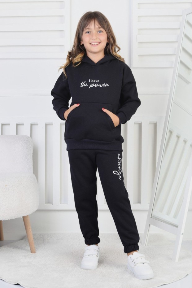 Şardonlu 3 İplik Baskılı Kız Çocuk Takım