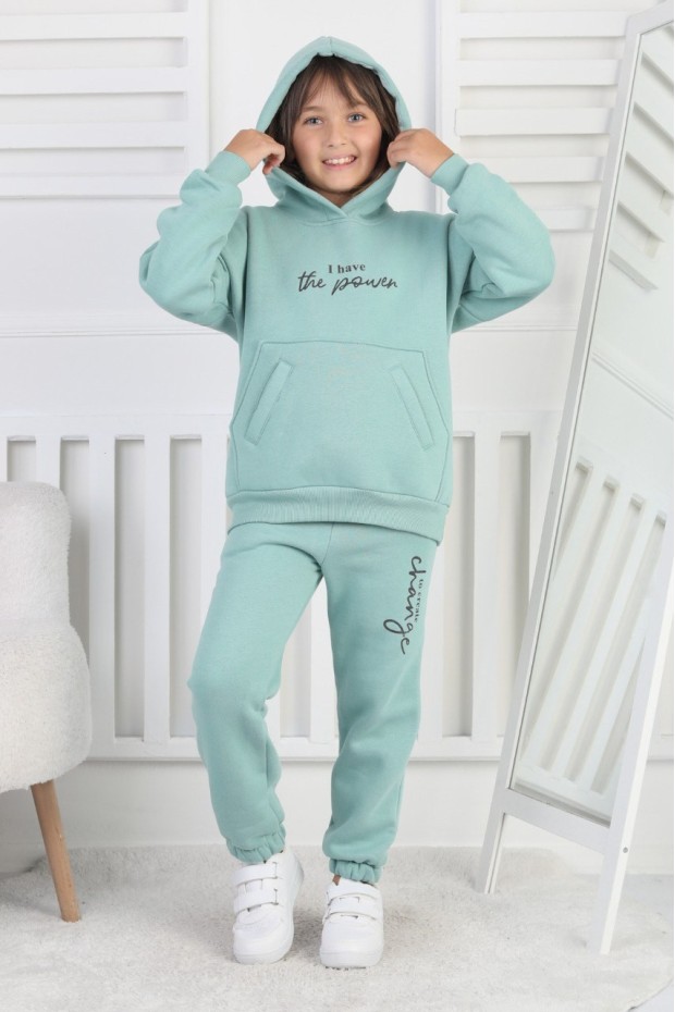 Şardonlu 3 İplik Baskılı Kız Çocuk Takım