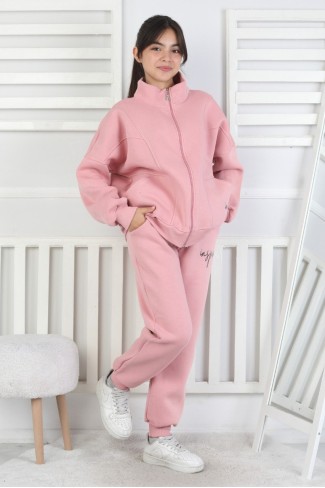 Üç İplik Fermuarlı Kız Çocuk Takım