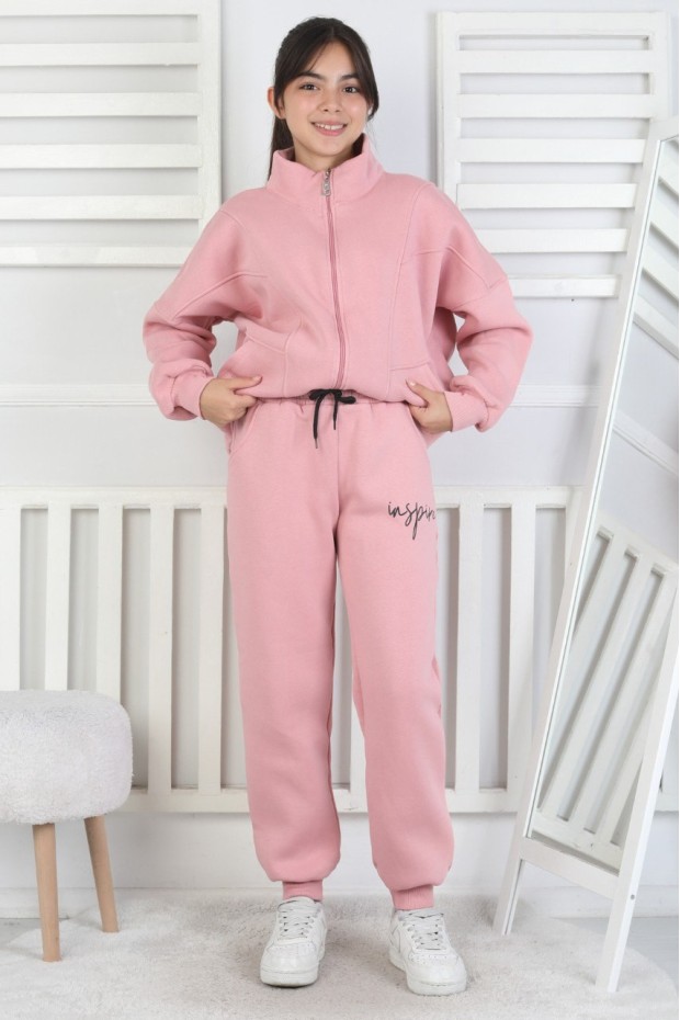 Üç İplik Fermuarlı Kız Çocuk Takım