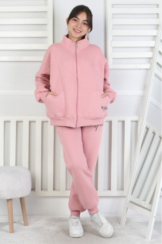 Üç İplik Fermuarlı Kız Çocuk Takım