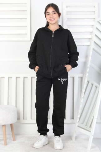 Üç İplik Fermuarlı Kız Çocuk Takım