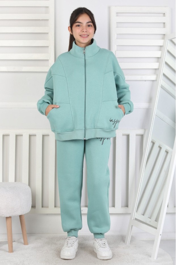 Üç İplik Fermuarlı Kız Çocuk Takım