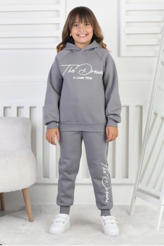 Üç İplik Şardonlu Baskılı Kız Çocuk Takım