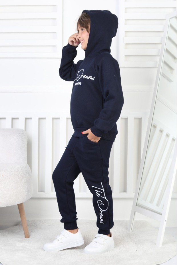 Üç İplik Şardonlu Baskılı Kız Çocuk Takım