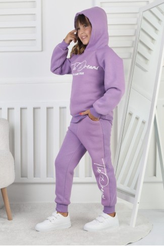 Üç İplik Şardonlu Baskılı Kız Çocuk Takım