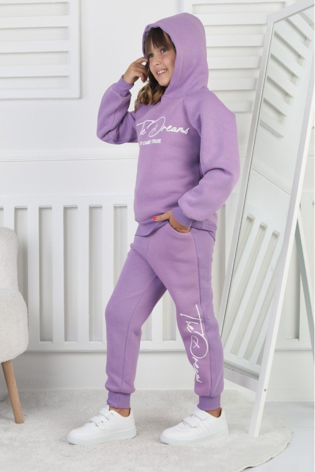 Üç İplik Şardonlu Baskılı Kız Çocuk Takım