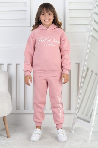 Üç İplik Şardonlu Baskılı Kız Çocuk Takım