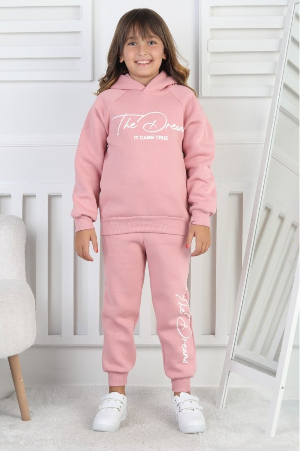 Üç İplik Şardonlu Baskılı Kız Çocuk Takım