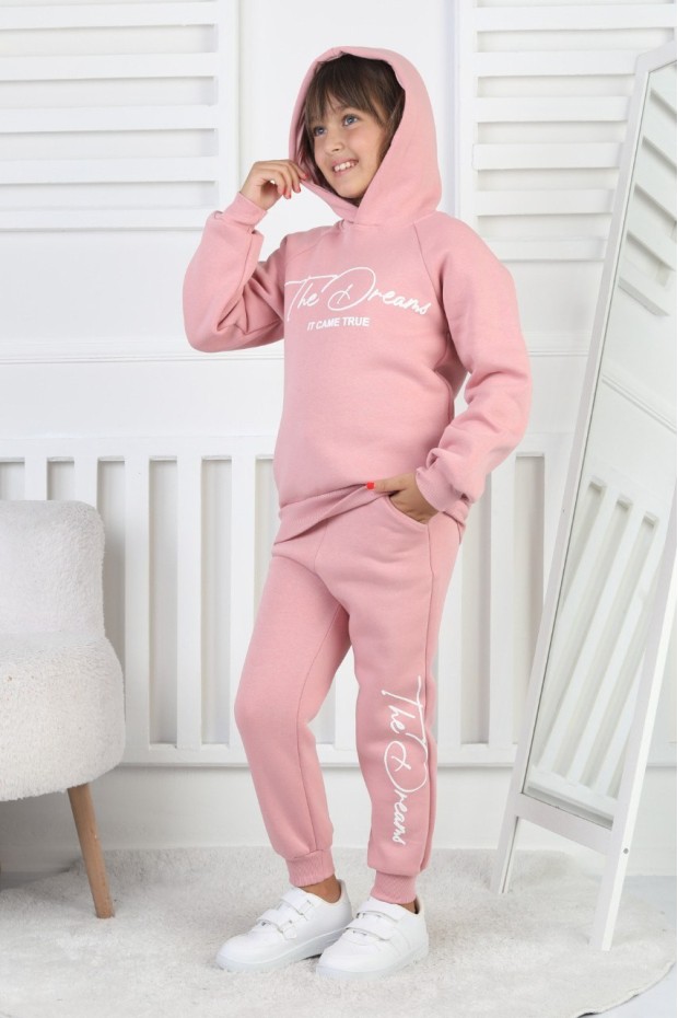 Üç İplik Şardonlu Baskılı Kız Çocuk Takım