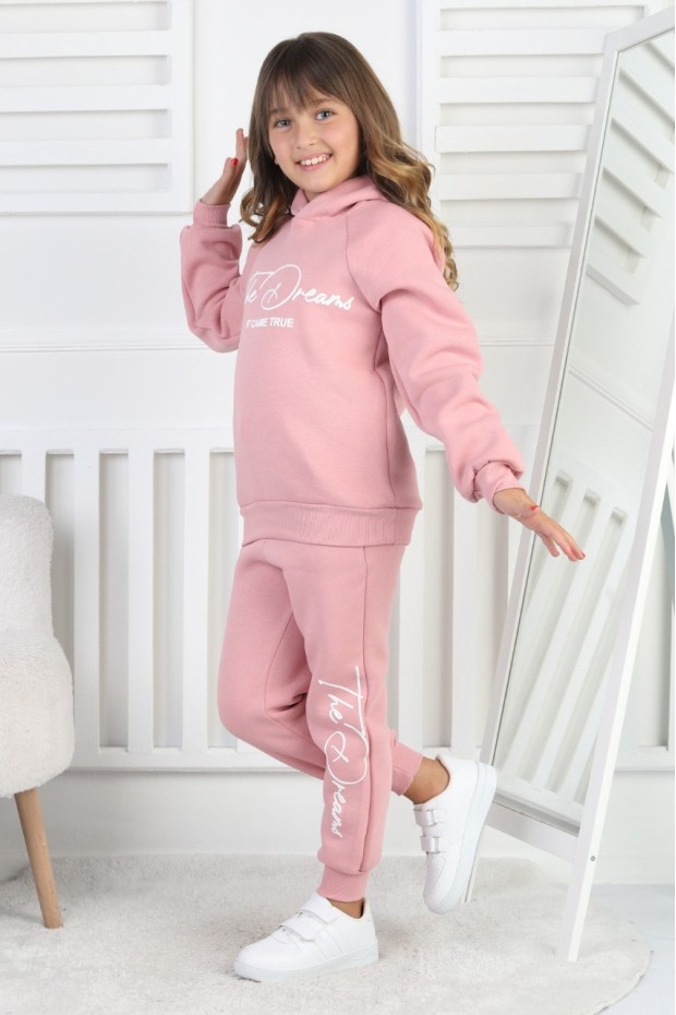 Üç İplik Şardonlu Baskılı Kız Çocuk Takım