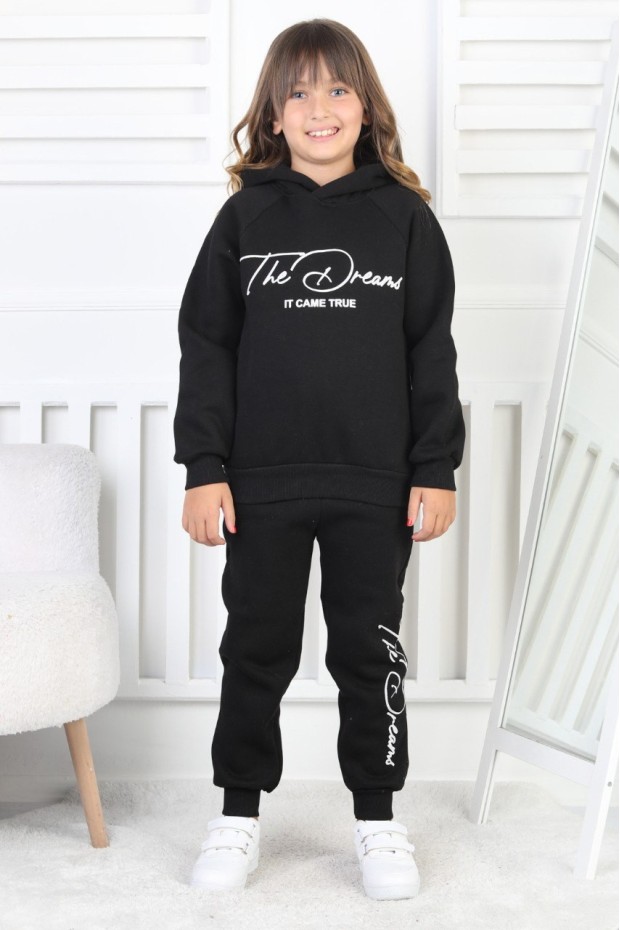 Üç İplik Şardonlu Baskılı Kız Çocuk Takım