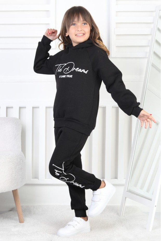 Üç İplik Şardonlu Baskılı Kız Çocuk Takım