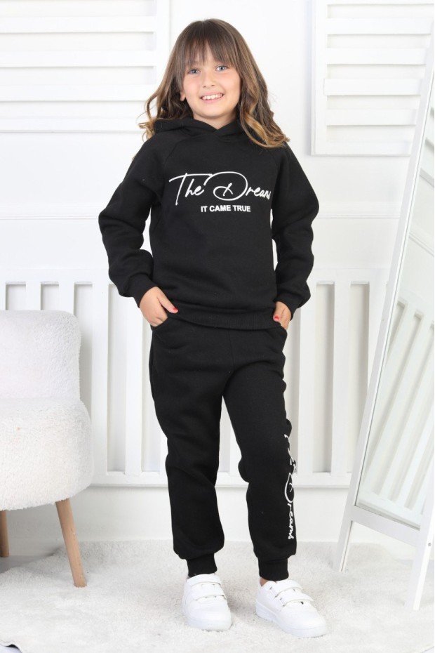 Üç İplik Şardonlu Baskılı Kız Çocuk Takım