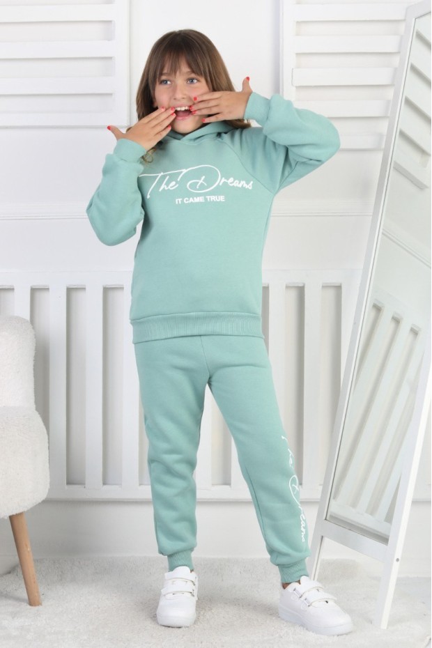 Üç İplik Şardonlu Baskılı Kız Çocuk Takım