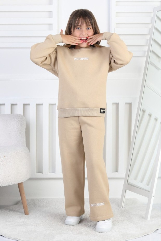 Üç İplik Baskılı Kız Çocuk Takım 