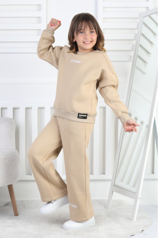 Üç İplik Baskılı Kız Çocuk Takım 