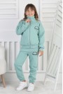 Üç İplik Fermuarlı Baskılı Kız Çocuk Takım