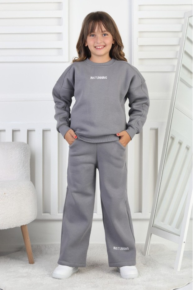 Üç İplik Baskılı Kız Çocuk Takım