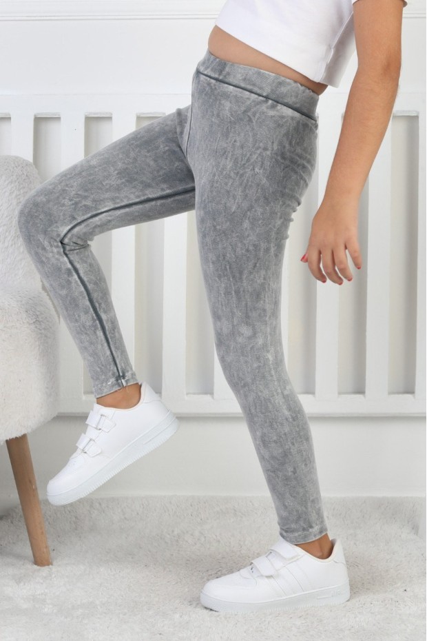 Yıkamalı Şardonlu Kız Çocuk Tayt