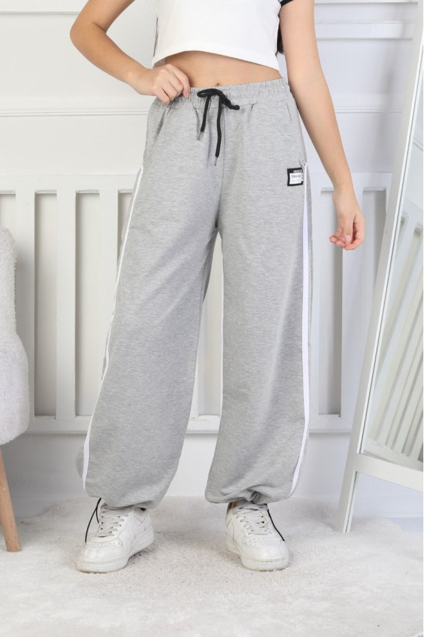 İki İplik Çizgili Kız Çocuk Eşofman Altı