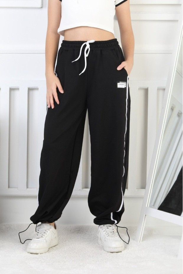 İki İplik Çizgili Kız Çocuk Eşofman Altı