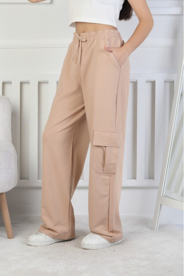 İki İplik Kargo Çepli Kız Çocuk Eşofman Altı