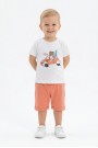 Bebek Sevimli Araba ve Köpek Desenli Kısa Kollu Tişört Ve Şortlu Yazlık Takım