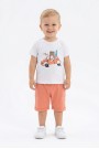 Bebek Sevimli Araba ve Köpek Desenli Kısa Kollu Tişört Ve Şortlu Yazlık Takım