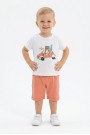 Bebek Sevimli Araba ve Köpek Desenli Kısa Kollu Tişört Ve Şortlu Yazlık Takım