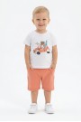 Bebek Sevimli Araba ve Köpek Desenli Kısa Kollu Tişört Ve Şortlu Yazlık Takım