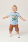 Bebek Surf Temalı Araba Baskılı Kısa Kollu Tişört Ve Şortlu Yazlık Takım