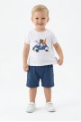 Bebek Sevimli Araba ve Köpek Desenli Kısa Kollu Tişört Ve Şortlu Yazlık Takım 