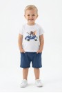 Bebek Sevimli Araba ve Köpek Desenli Kısa Kollu Tişört Ve Şortlu Yazlık Takım 